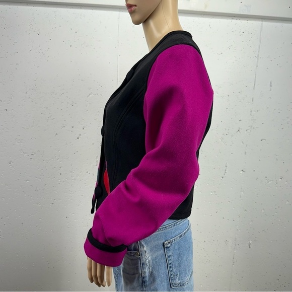 beppa Women’s size Small Fuchsia and Black Deco Wool Blazer - Picture 5 of 13
